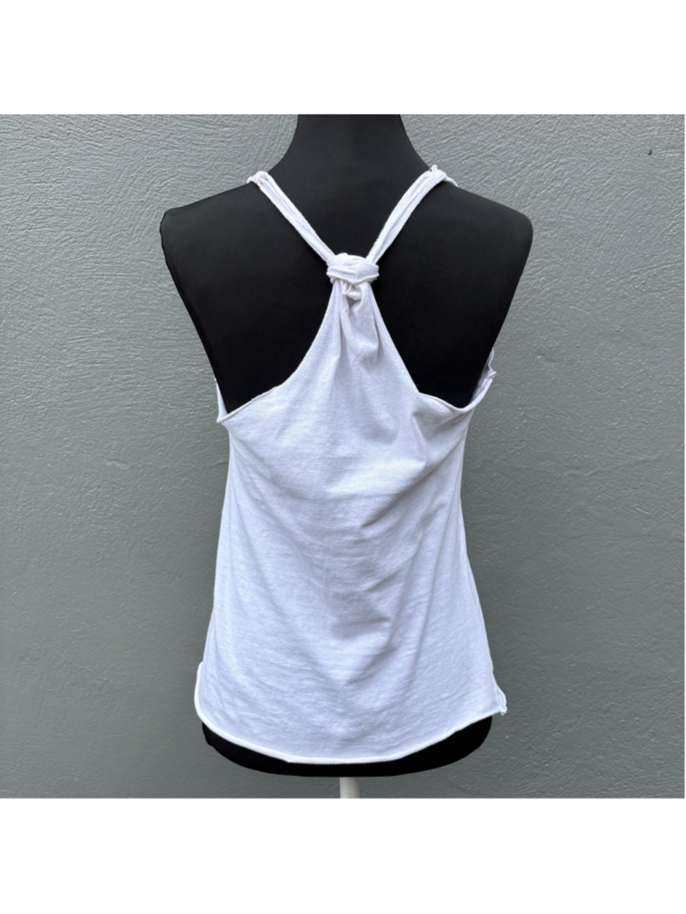 Hello Kitty Distressed Upcycled White Racerback Tank Top OS - Picture 2 of 9